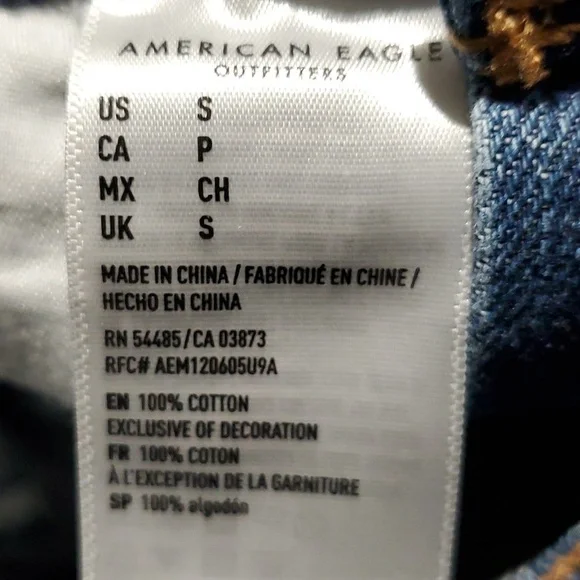 DENIM AEO AMERICAN EAGLE OUTFITTERS OVERALLS DISTRESSED RIPS SIZE SMALL - Picture 9 of 9